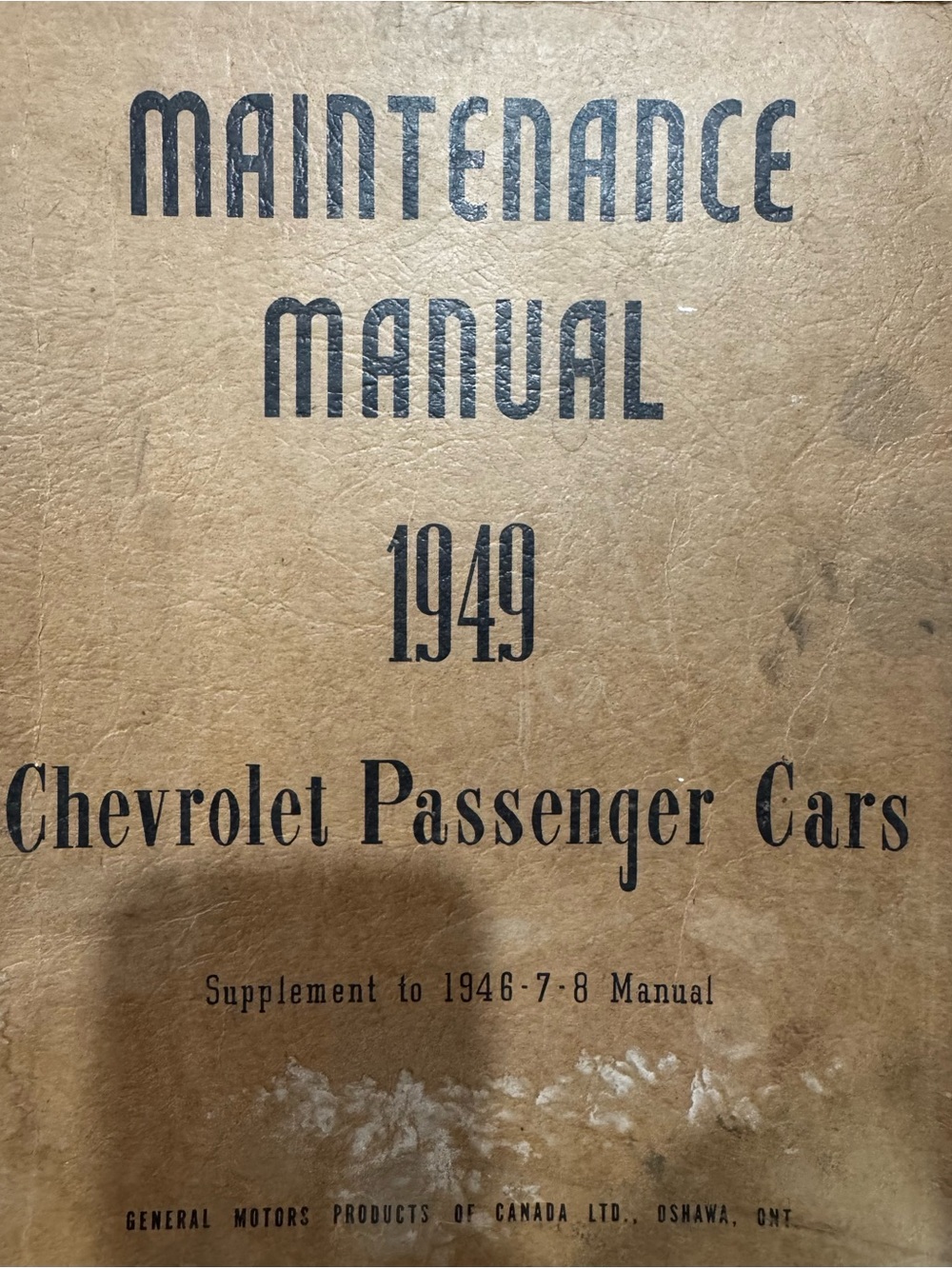 1949 Maintenance Manual - Chevrolet Passenger Cars- Brown Cover
